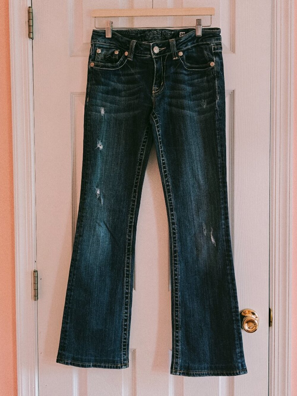 MISS ME Sunny Bootcut Jeans JPD1006-4 Size 29 Thick Stitch Y2K